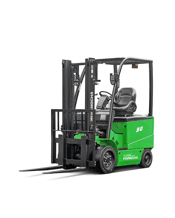 Hangcha's X Series Lithium Electric Forklift offers a 6,500 lbs. lifting capacity in a compact design, perfect for narrow aisles, with a durable green finish signaling its lithium-ion power.